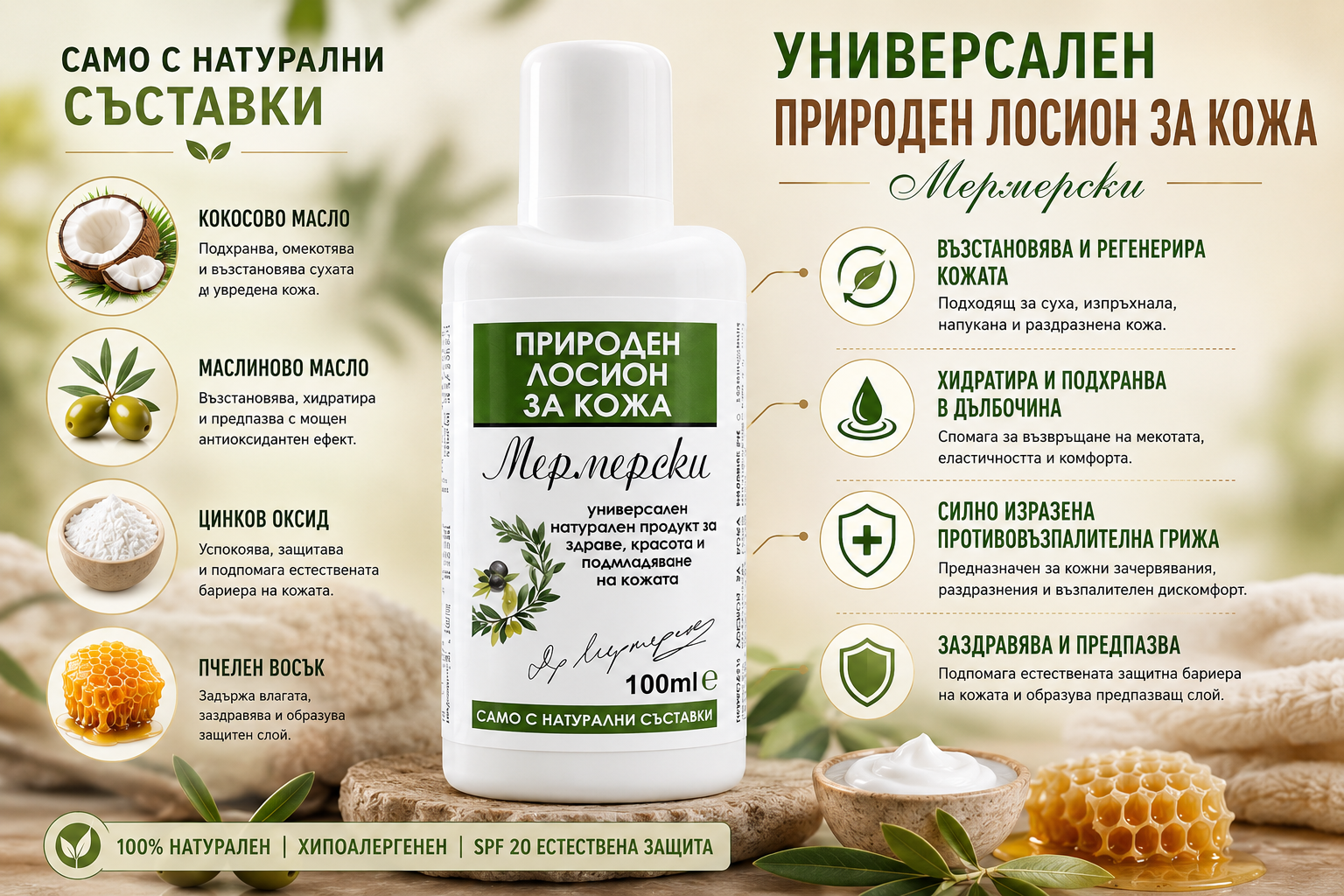 Универсален природен лосион за кожа Мермерски
